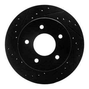 Chevrolet ASTRO Brake Rotor (1) - Front Left - R1 Concepts - Drilled & Slotted - Black - `90-`02